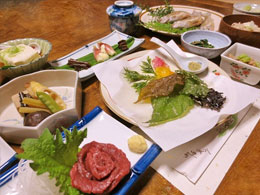 摘み草料理・馬刺し付き(春・夏)